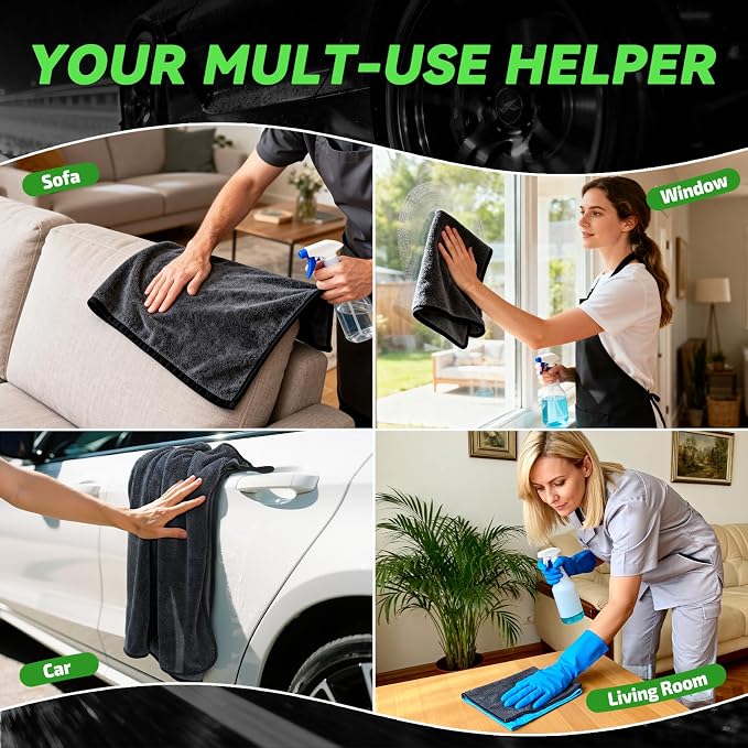 2-Pack Microfiber Towels for Cars 36"x24", Extra Large Ultra Absorbent Car Wash Drying Towels Detailing Supplies for SUVs and Trucks, No Streaks, Spots or Scratches