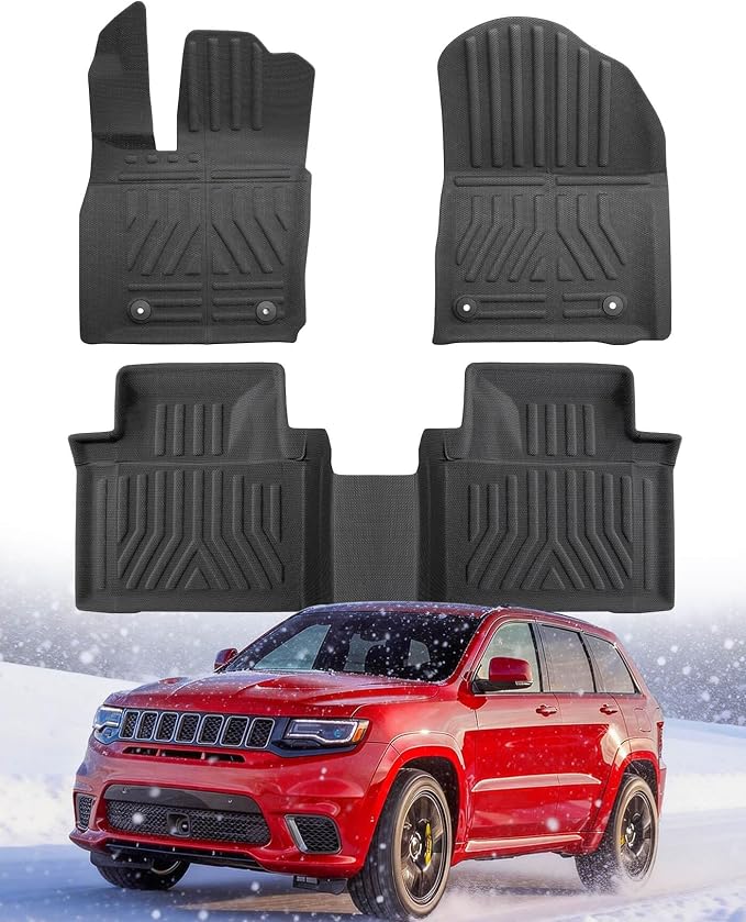 Floor Mats for Jeep Grand Cherokee: 2011-2021(Not for L), All Weather Floor Liners Car Accessories for Grand Cherokee 2021 2020 2019 2018 2017 2016 2015 2014 2013 2012 2011, 3PCS Lightweight Tough XPE