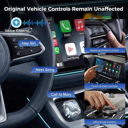 2026 2in1 Wireless CarPlay& Android Auto Adapter for iPhone& Android, Plug in Once Go Wireless Forever. Plug & Play CarPlay Dongle, Fast Auto-Connect, No Delay, USB A/USB-C Port