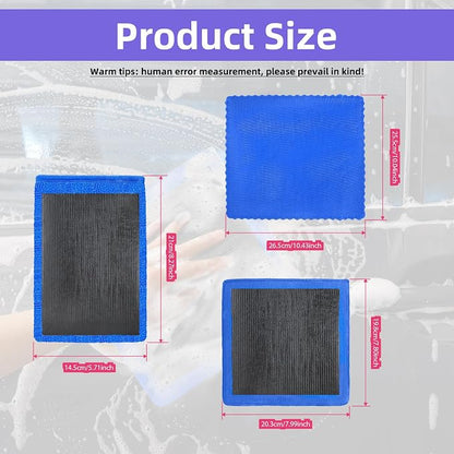 4Pcs Clay Mitt and Towel, Auto Detailing Clay Mitts with Towels Fine Grade for Car Cleaning and Polishing, Blue