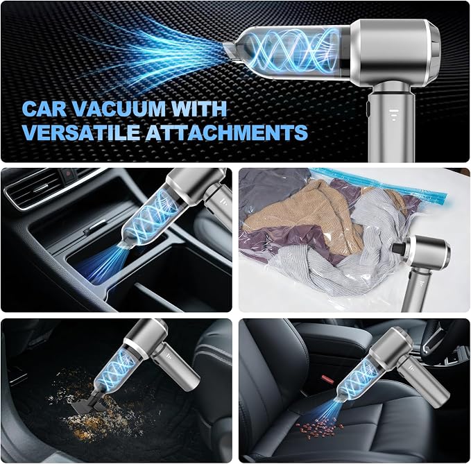 Cordless Handheld Car Vacuum, 22000PA Strong Suction Mini Vacuum, 100000 RPM Brushless Motor, 4-in-1 Portable Vacuum for Car Detailing, Pet Hair, Home, Office, Sofa, Carpet, Stairs, Couch