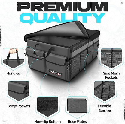FORTEM Trunk Organizer For SUV Car Trunk Organizer, Foldable Storage, Car Accessories for Women Men, Collapsible Bag, 600D Oxford, Non Slip Bottom, Straps, Soft Cover (50L)