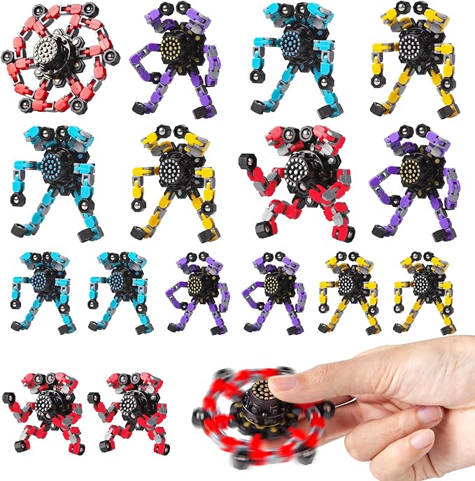 Gokeey Transformable Fidget Spinners 16 Pcs for Kids and Adults Stress Relief Sensory Toys for Boys and Girls Fingertip Gyros for Party Favors Easter Gifts for Kids