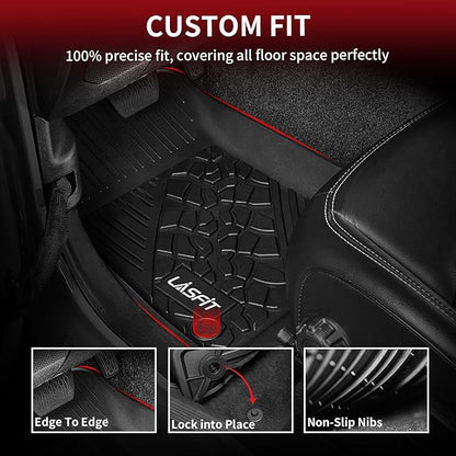 LASFIT Floor Mats & Trunk Mat for Jeep Wrangler JL 2018-2025 2026 4 Door Cargo with SUBWOOFER, All Weather TPE Custom Cargo Mat Fit for Flat Load Floor Gas Type (Not for JK/Not PHEV/Not 2-Door)