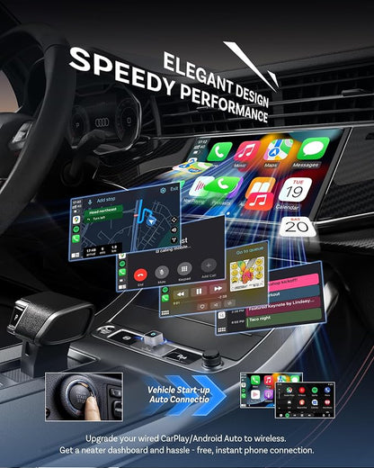 OTTOCAST Mini Cube 3.0 Wireless CarPlay & Android Auto Adapter 2026– Plug & Play, Fast Auto-Reconnect (Sliver)