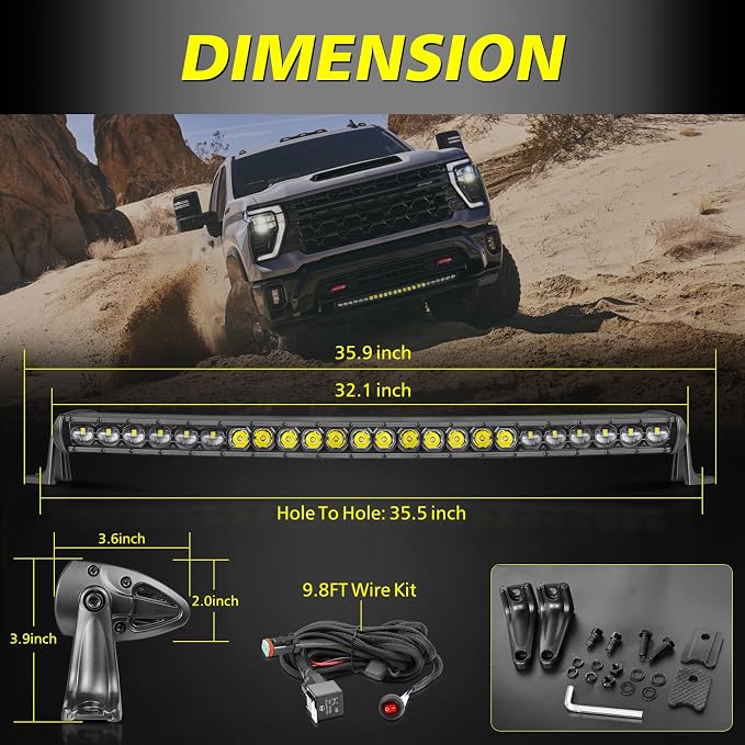 30 Inch Curved Light Bar 168W OSRAM LED Slim Single Row Light Kit w/Wiring Harness Spot Flood Combo Offroad Driving Lights Curve LED Bar for Trucks Pickup SUV UTV RZR Chevy GMC F250
