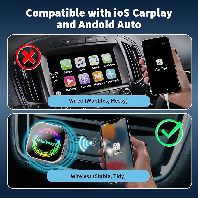 Wireless CarPlay Adapter for iPhone, Silvery | 2026 Upgraded, Compact Mini Metal Shell Design, Plug and Play, Fast and Stable Connection, Apple iOS & Android Compatible