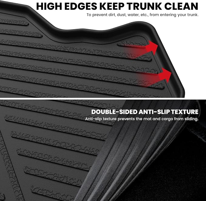 LASFIT Trunk Mat for Toyota Camry 2017 2016 2015(Not Fit Hybrid), Custom Fit TPE All Weather Cargo Mat for Camry 2015-2017 Trunk Liner Rear Cargo Liner, Black
