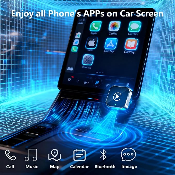 2026 Upgraded Wireless CarPlay Adapter - Fast Auto-Connect, Stable Connection, Mini Size Plug & Play Adapter for iPhone & Android Auto Compatible Cars