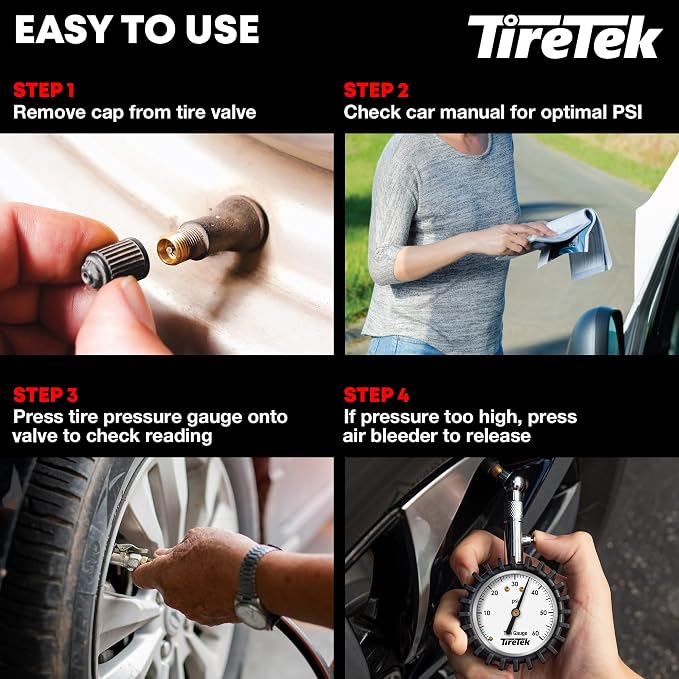 Tire Pressure Gauge for Cars (ANSI Certified) – Fathers Day Gift for Dad & Husband – Premium Glow in The Dark Air Pressure Gauge for Tires – Analog Automobile Circular Dial