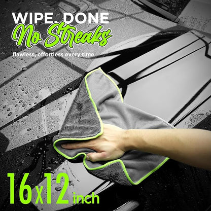 6-Pack Microfiber Towels for Cars (16"×12") Ultra Absorbent and Scratch-Free Car Detailing Cleaning Cloth, Trucks, Home Cleaning, Pet Drying, Boats, and Motorcycles, Gift Packed