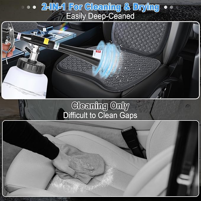 Car Cleaning Gun Kit Detailing Interior Dry Air Blow Gun with 2 Nozzle High Pressure Blower Cleaning Tool Kit for Car Surfaces Quickly Blasts Dust, Works with Air Compressor