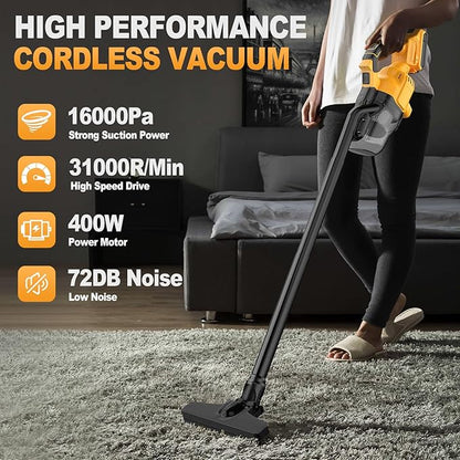 Cordless Vacuum Compatible with Dewalt 20V Battery, Portable Handheld Vacuum Cleaner with 2 HEPA Filter, 4 Multi Nozzle, Power Shop Vacuum for Home, Car, Floor, Carpet (Battery Not Included)