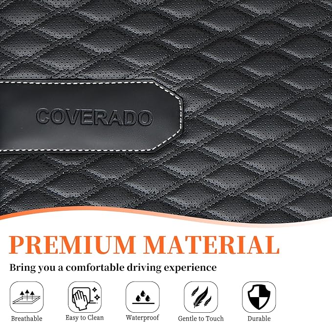 Coverado Front Seat Covers, 2PCS Waterproof Seat Covers for Cars, Car Seat Cushion Waterproof Leather Car Seat Protector, Driver Seat Cover Universal Fit for Most Sedans SUV Truck Black&White