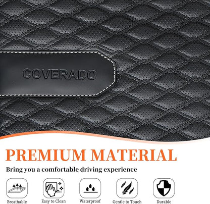 Coverado Front Seat Covers, 2PCS Waterproof Seat Covers for Cars, Car Seat Cushion Waterproof Leather Car Seat Protector, Driver Seat Cover Universal Fit for Most Sedans SUV Truck Black&White