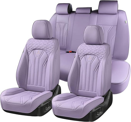 FLORICH Leather Seat Covers Full Set Purple Car Seat Cover Full Coverage Seat Covers Front Seats and Rear Waterproof Car Seat Cushion Protector Universal Fit for Most Cars Trucks SUVs