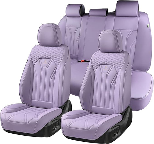 FLORICH Leather Seat Covers Full Set Purple Car Seat Cover Full Coverage Seat Covers Front Seats and Rear Waterproof Car Seat Cushion Protector Universal Fit for Most Cars Trucks SUVs