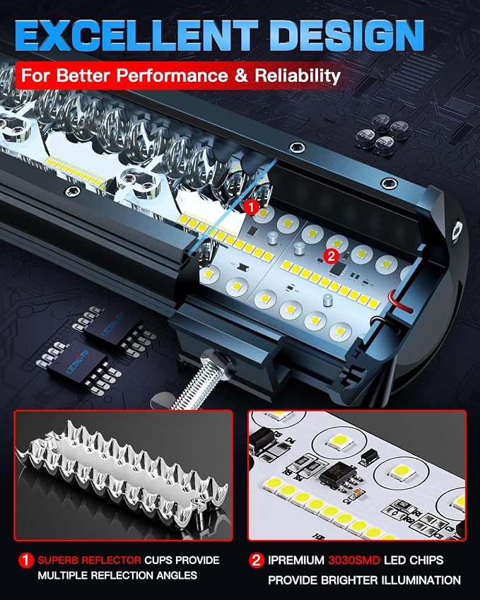 20Inch LED Light Bar and 4Inch LED Cube Pods Lights Kit with Wiring Harness Rocker Switch Spot Flood Combo Triple Row Off Road Driving Work Lights Bar for Pickup SUV UTV ATV Truck Tractor Boat
