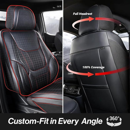 Coverland Custom SUV Car Seat Covers Front Seats for [2021-2025 Toyota RAV4 Prime] - Protector Car Seat Cover Water Resistant Leather Memory Form Back Support Seat Cushion [Front-Black]