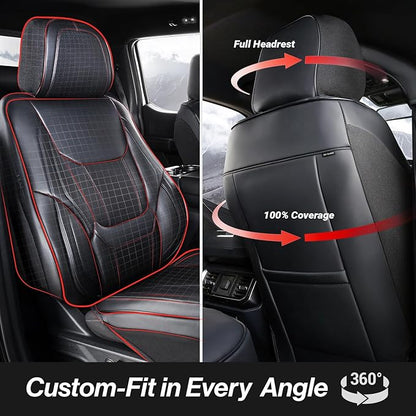 Coverland Custom SUV Car Seat Covers Front Seats for [2011-2019 Ford Explorer Bench Seat] - Protector Car Seat Cover Water Resistant Leather Memory Form Back Support Seat Cushion [Front-Black]