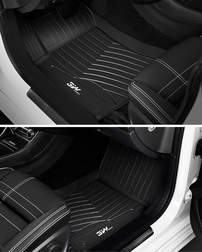 3W Floor Mats for Mercedes Benz GLA 2015-2020 250/45 AMG, TPE All Weather Custom Fit Floor Liner for Benz GLA Accessories 1st and 2nd Row Full Set Car Mats Easy Clean, Black