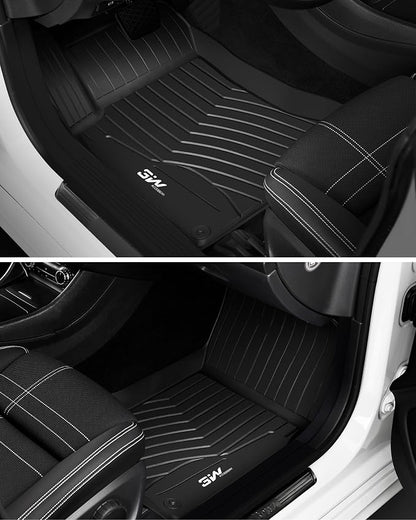 3W Floor Mats for Mercedes Benz GLA 2015-2020 250/45 AMG, TPE All Weather Custom Fit Floor Liner for Benz GLA Accessories 1st and 2nd Row Full Set Car Mats Easy Clean, Black