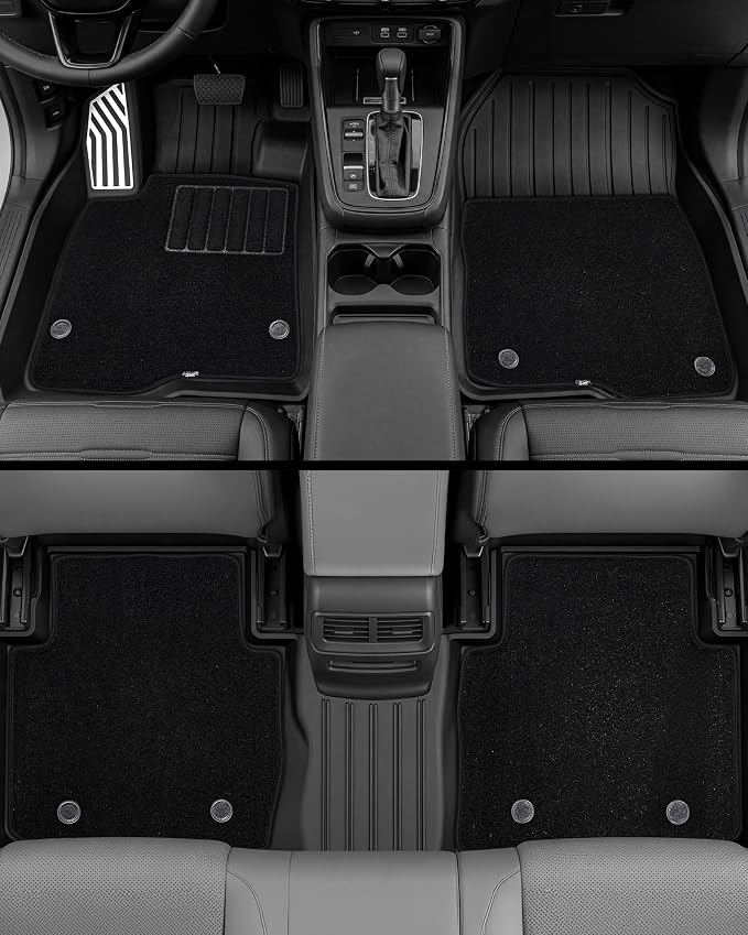 3W Floor Mats(with Metal Pedals) with Carpet & Cargo Liner Fit for Honda CR-V 2023 2024 2025 2026 TPE All Weather Waterproof Custom Fit Automotive Liners and Carpet for Honda CRV(Include Hybrid)