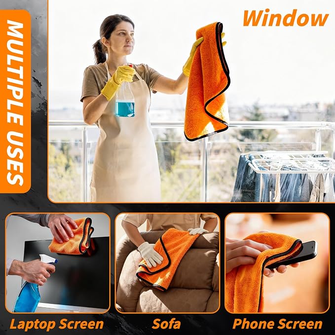6PCS Microfiber Towels for Cars 36x25 Inch Microfiber Cleaning Cloths Bulk Soft Car Detailng Towel Cloths 450 GSM Detailing Buffing Quick Drying Towel Polishing Waxing Auto Detailing Towel Cloth