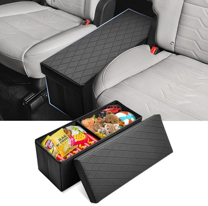 Autorder Car Seat Organizer for 2020-2025 2026 Kia Telluride Accessories Portable Backseat Organizer with Lid Handles Multipurpose Car Floor Storage for Kids Toys Baby Products Daily Necessities