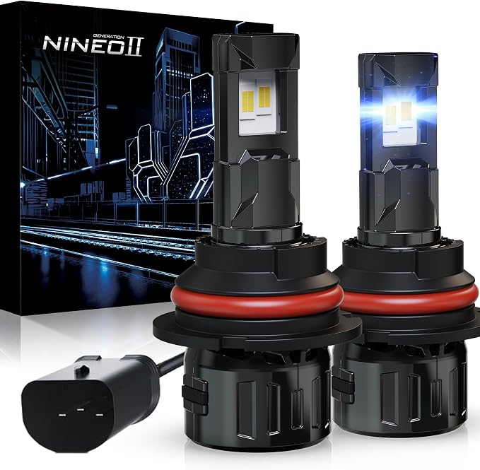 NINEO 9007 Bulbs, 9007 Fog Lights, [2025 Upgrade] 600% Brighter 6500K White, Fan-Cooled, No Flicker, Plug & Play, Driving or Fog Light, 2 Pack