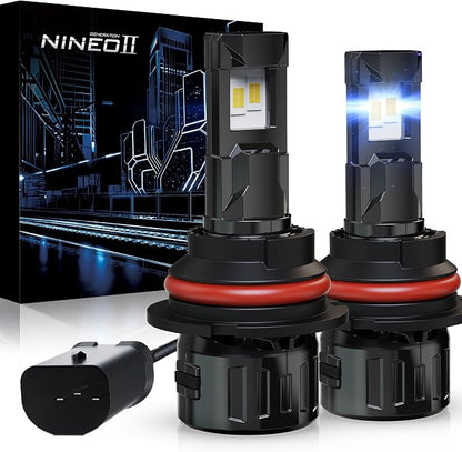 NINEO 9007 Bulbs, 9007 Fog Lights, [2025 Upgrade] 600% Brighter 6500K White, Fan-Cooled, No Flicker, Plug & Play, Driving or Fog Light, 2 Pack