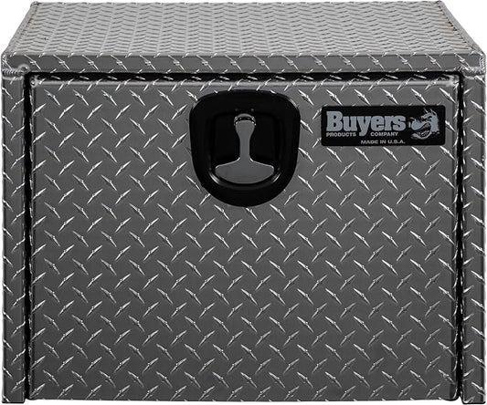 Buyers Products 1705100 Diamond Tread Aluminum Underbody Truck Tool Box, 18 x 18 x 24, Made in USA, .100 in. Thick, Corrosion Resistant, Locking Compression Latch, Secure Storage for Work Trucks