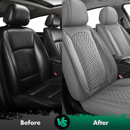 SCITOO Seat Covers,Universal Car Seat Covers Full Setwater-resistant Automotive Seat Covers Vehicle Seat Covers Car Seatshelteror Seat Covers Set for Cars SUV Pick-up Truck Sedan (Full Set, Gray)