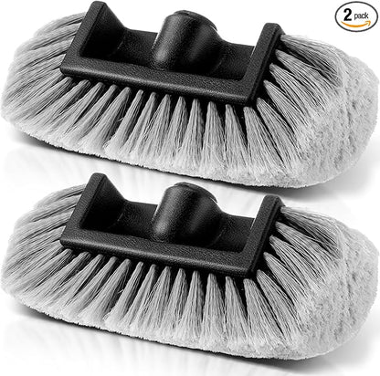 Tanlade 2 Pcs Car Wash Brush Head with Soft Detailing Bristle Flow Through Car Cleaning Brush Exterior Wash Equipment for Auto Truck RV Boat Camper(12 Inch,Gray)