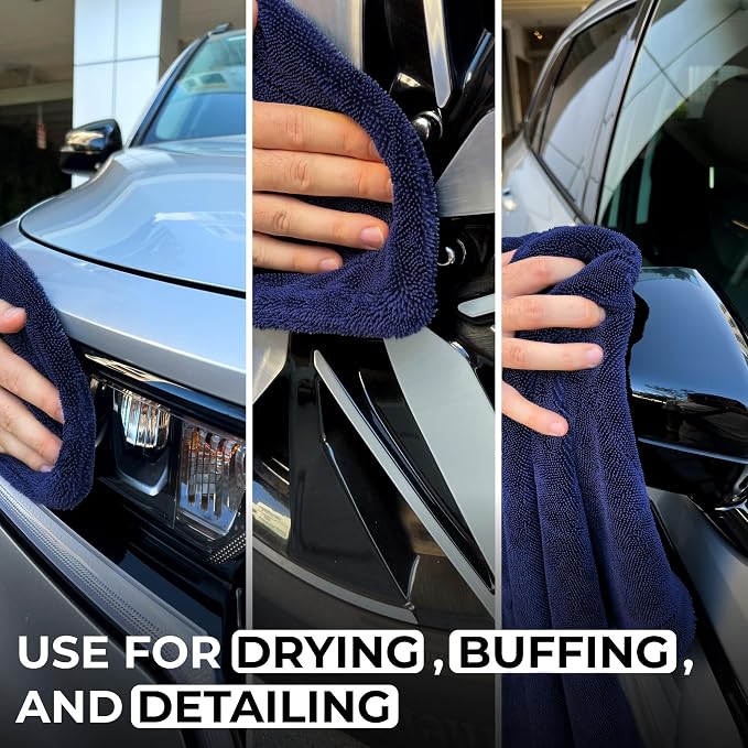 XL Car Drying Towel, 1300 GSM Professional Car Towel with Double Twisted Loop, Car Drying Towels Extra Large Super Absorbent, Microfiber Drying Towels for Cars, Trucks, SUVs - 40"x24", Navy