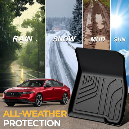 Floor Mats for Honda Accord 2023–2025 2026, All Weather Floor Mats Trunk Cargo Liner and Door Sill Guards Accessories, Full Coverage Set (Gasoline & Hybrid)