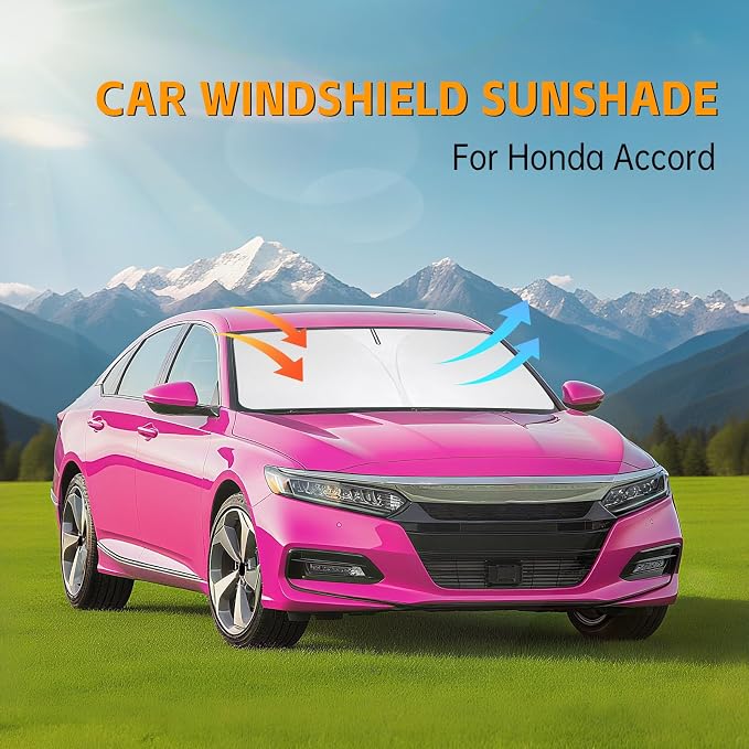 Front Windshield Sun Shade Compatible with Honda Accord 2006-2025 2026, Sun Visor Protector Blocks UV Rays Sunshade for Accord Foldable Interior Accessories