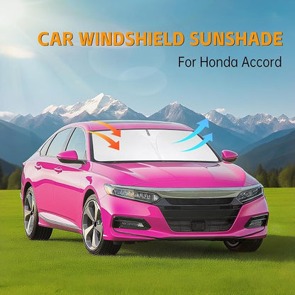 Front Windshield Sun Shade Compatible with Honda Accord 2006-2025 2026, Sun Visor Protector Blocks UV Rays Sunshade for Accord Foldable Interior Accessories