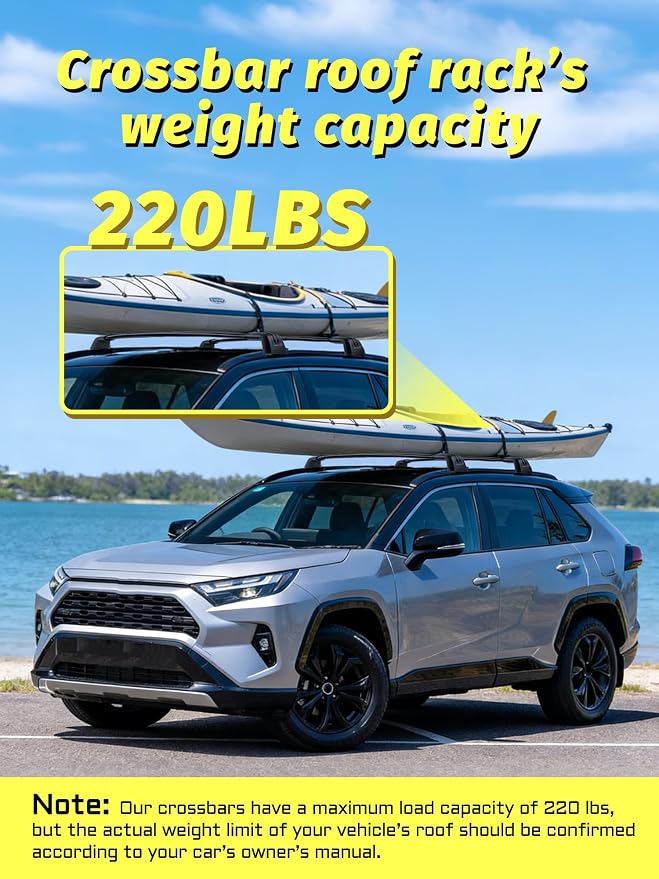 Gdydi 220lbs Rav4 2019-2025 Lockable Roof Rack Cross Bars, Black Aluminum Roof Rack, Fit Flush Side Rails (Not for Adventure/TRD Off-Road/Hybrid Woodland Edition/22-24LE)