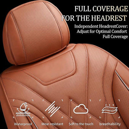 Car Seat Covers Compatible with Hyundai Ioniq 2017-2026 - Waterproof & Breathable Luxury Leather All-Weather Seat Cushions Protectors, Airbag Compatible, Only 2 Front seat Covers (Brown)