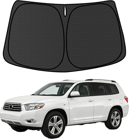 Highlander Customized Windshield Sun Shade for 2008 2009 2010 2011 2012 2013 Highlander Front Window Sunshade Visor Protector Foldable Blocks UV Rays Keep Car Cooler Accessories