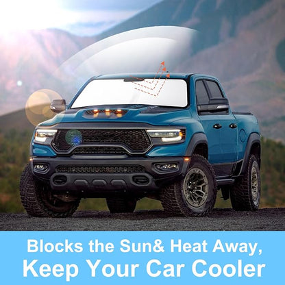 TINGLU Sun Shade for Dodge RAM ProMaster 2014-2025 2026 Accessories Windshield Sun Shade Window Shade UV Rays Protection Sun Visor Cover with Steering Wheel Sunshade Storage Bag