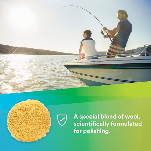 3M Wool Polishing Pad (05713) for Boats, Cars, Trucks and RVs – Single-Sided – 9 Inches, Yellow (Pack of 6)