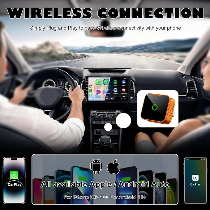 2026 Wireless CarPlay Adapter,5GHz USB & USB-C Dongle,Plug & Play for 2016+ Factory Wired CarPlay Vehicles,Low Heat Auto Connect CarPlay Converter for iPhone iOS 10+