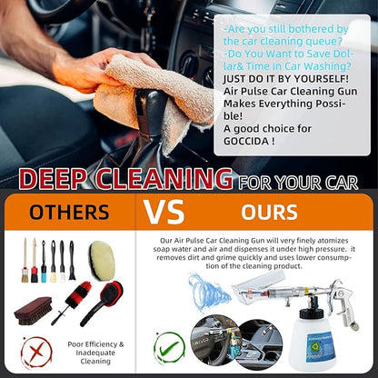 GOCCIDA Car Cleaning Kit Multi-Purpose Cleaning Gun Detachable Sprinkler Head for Car Interior Plush Toy Blanket Cleaning Works with Air Compressor