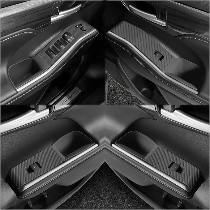 Temmis 4PCS Car Door Window Switch Panel Cover for Toyota Highlander 2020-2026, Auto Interior Decor Accessories Armrest Trim Silicone Style Kit-Black