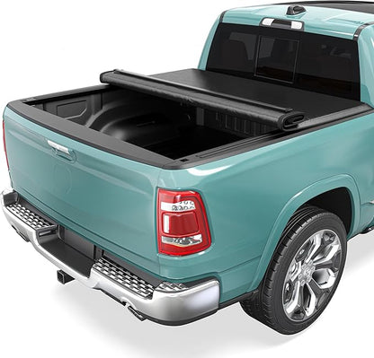 Soft Roll Up Truck Bed Tonneau Cover Fit for Dodge Ram 1500 2009-2024 (Classic ONLY) 5.7 ft Bed Without Rambox