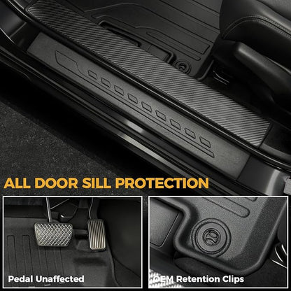 Floor Mats for Honda Accord 2013-2017, All Weather Floor Mats Trunk Cargo Liner and Door Sill Guards Accessories, Full Coverage Set (Fit Sedan Models)