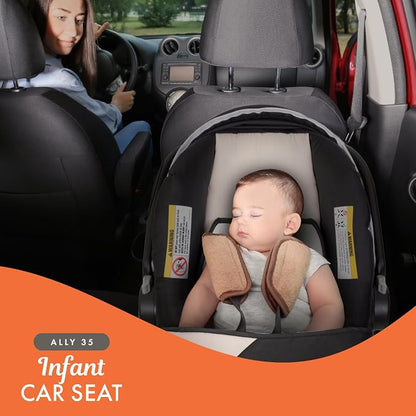 Baby Trend Ally Newborn Baby Infant Car Seat Carrier Travel System with Harness and Extra Cozy Cover for Babies up to 35 Pounds, 2 Pack, Khaki