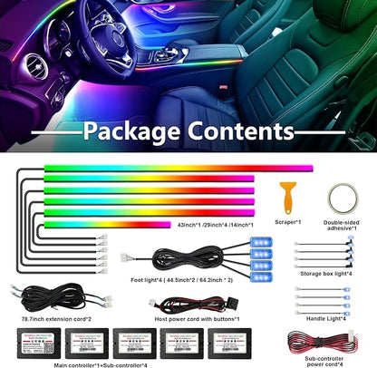 Dreamcolor Acrylic Interior Car Lights - 18 in 1 RGB LED Strip Lights with APP Control and 213 Color Modes, Decorative Ambient Lighting Kits